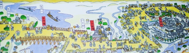 江戸時代の岡崎城と八丁村を記した地図